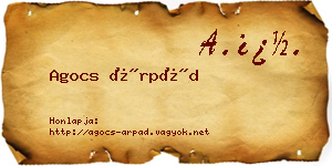 Agocs Árpád névjegykártya