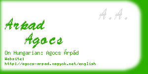 arpad agocs business card